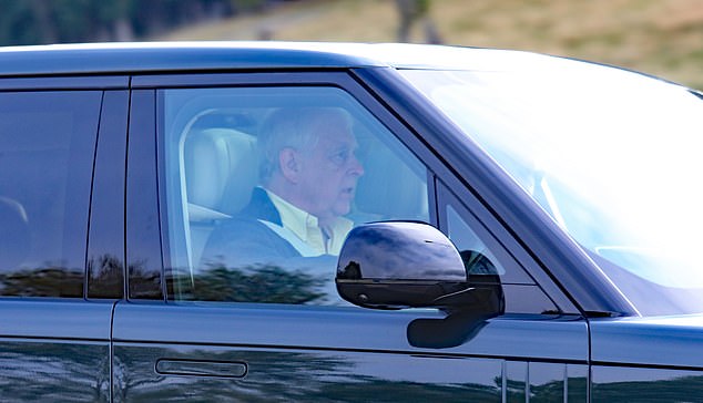 Prince Andrew is seen driving on the A93 near Balmoral Castle on Sunday morning
