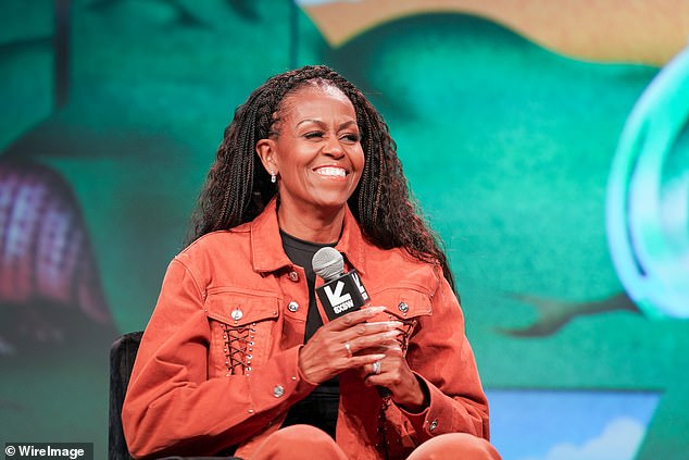 Michelle Obama speaks onstage during a recording of the "IMO with Michelle Obama & Craig Robinson" podcast during the 2025 SXSW Conference And Festival at Austin Convention Center on March 13, 2025 in Austin, Texas