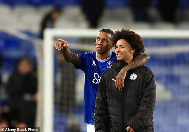 Tyler Young, 19, came out on the losing side against Ashley, 40, when Everton beat Peterbrough United in the third round of the FA Cup in January