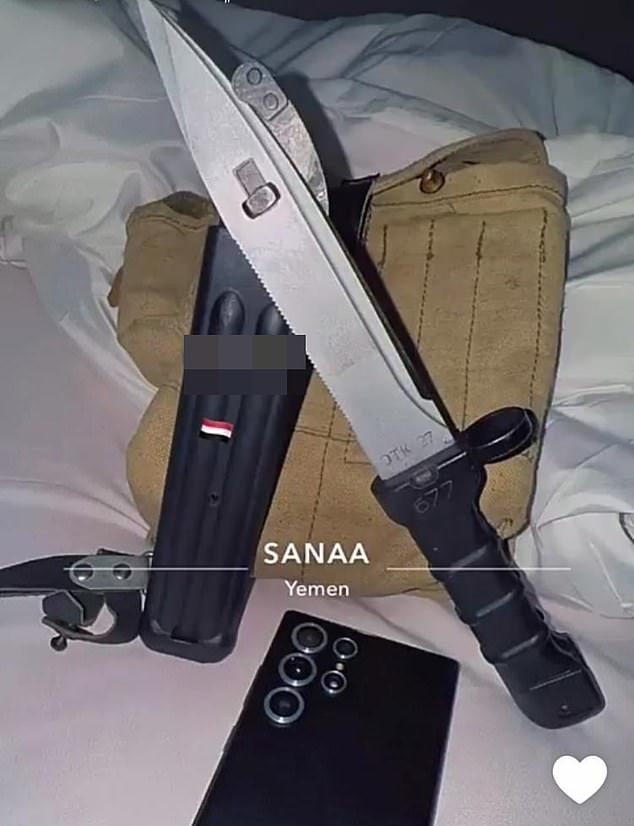 One of the photos of a large knife which was allegedly shared on the man's Snapchat