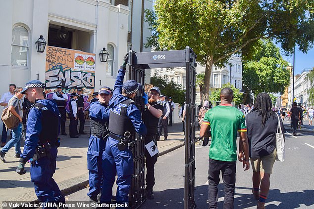 Knife arches were seen being set up by police earlier today