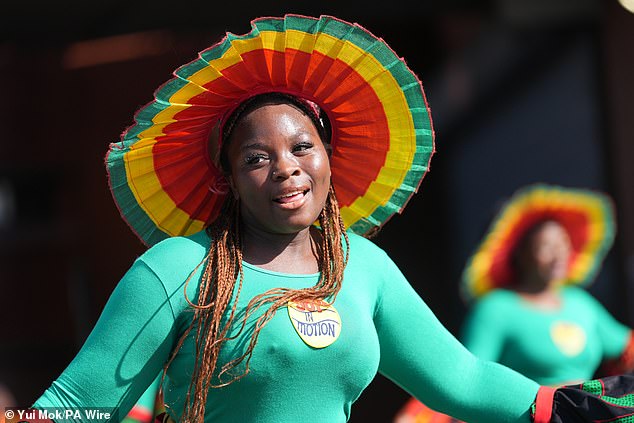 Kinetika Bloco, a youth music charity, rehearsing ahead of the opening ceremony of the Children's Day Parade
