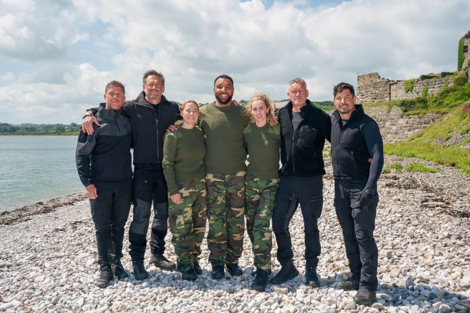 Group photo of Celebrity SAS: Who Dares Wins contestants on a beach.