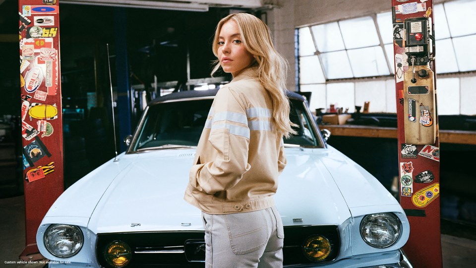 Sydney Sweeney models Ford's new workwear collection.