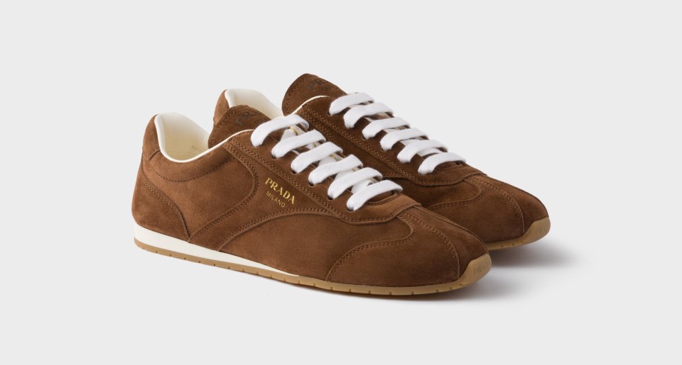 Brown Prada sneakers.