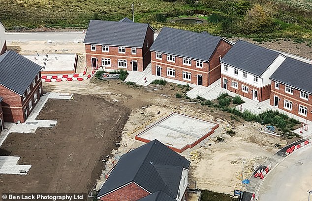Images obtained by the Daily Mail show bare foundations of what was once newly-constructed council housing in Darlington, Durham