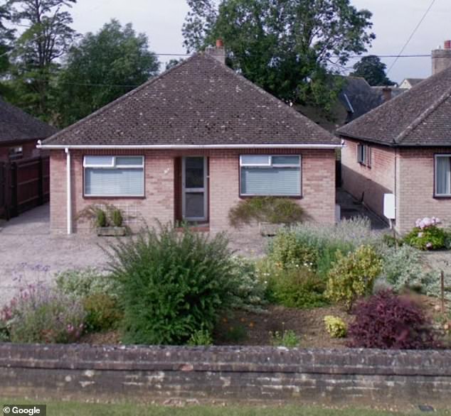 The bungalow, pictured in 2008, used to have bricks and a larger floral segment in the front garden