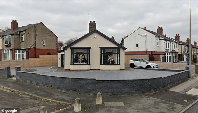 A homeowner who turned her front garden into a huge parking lot blasts nosy internet trolls who have accused her of killing wildlife. The bungalow, located on Bradford Road in Bolton, Greater Manchester, is seen this year
