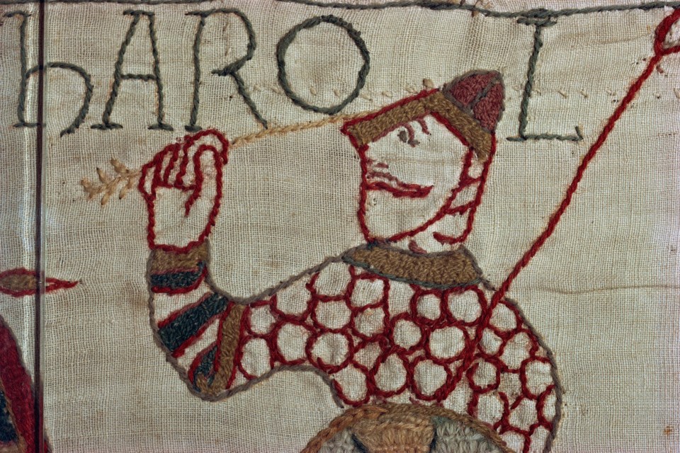 Detail of the Bayeux Tapestry depicting the death of King Harold.