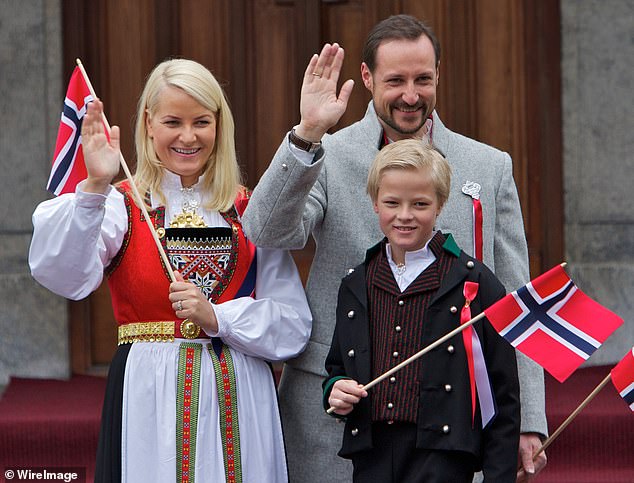 The Norwegian royal family has been rocked by the charges. Pictured: A young Marius Hoiby with Crown Princess Mette-Marit and Crown Prince Haakon