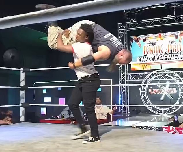 Raja Jackson punched 'Syko Stu' after lifting him over his head and slamming him to the floor