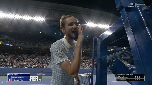 The Russian riled up the crowd and encouraged them to boo by shouting into the microphones