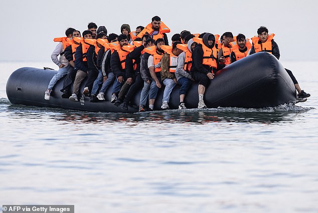 He said it would be easy to stop the boats leaving France as they all depart from just two or three spots on the French coastline, taking known, trackable routes. Pictured: Smuggler's taxi-boat off Gravelines beach in France on August 12, 2025