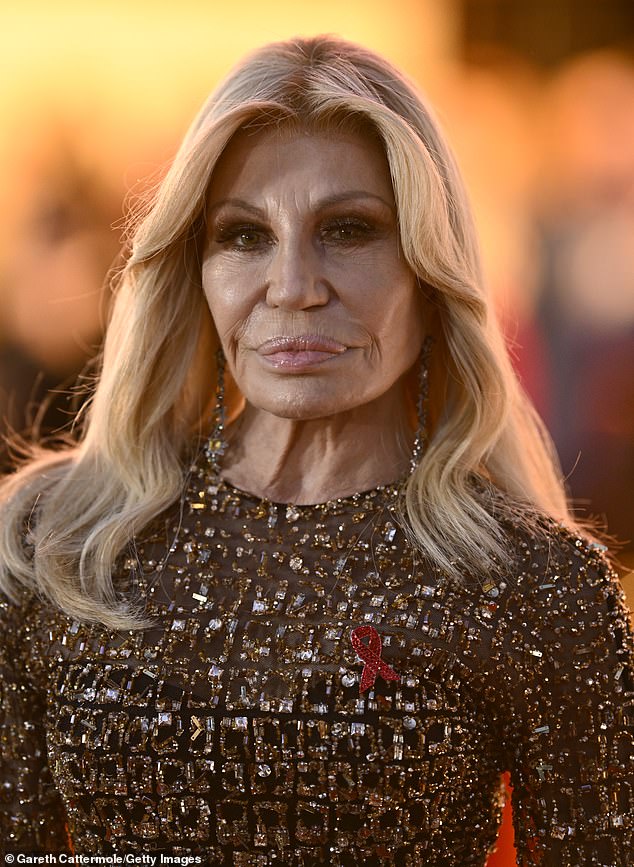 Donatella shocked fans when she debuted a brand new look while posing for pictures at the The Devil Wears Prada musical launch in London on December 1