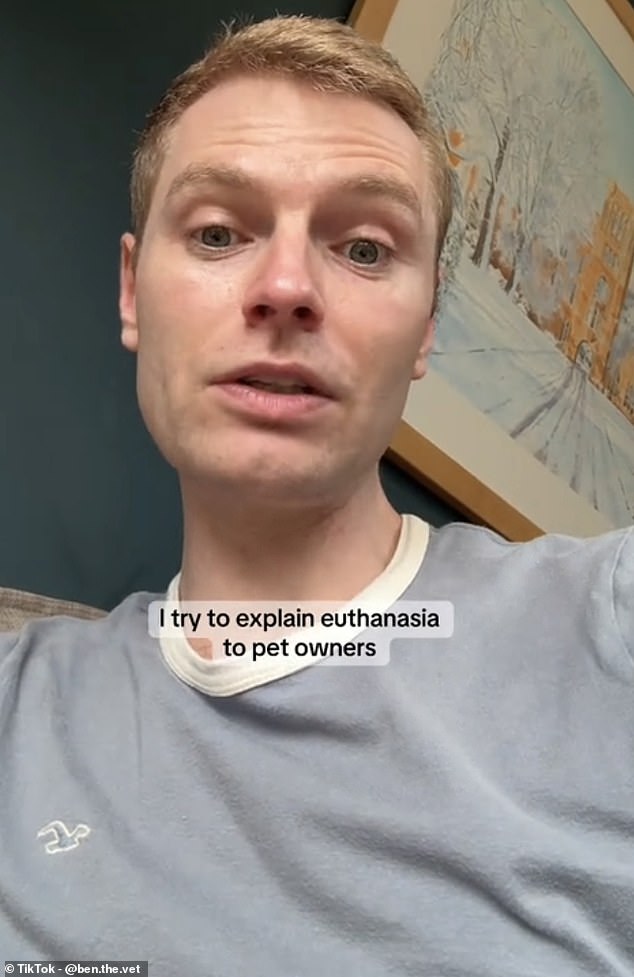 Ben (pictured) feels that if people feel they cannot stay with their animals during the euthanasia process, they shouldn't be judged
