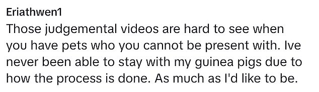 A number of commentators agreed with Ben, with some explaining why it's difficult for some people to be there when their animals are euthanised - including past experiences and mental health issues