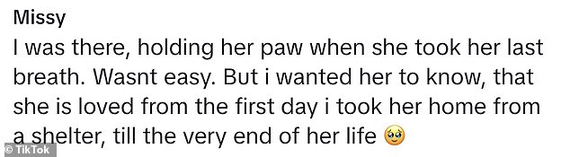 A number of respondents said they either wanted to be - or had been - with their animals when they had been euthanised