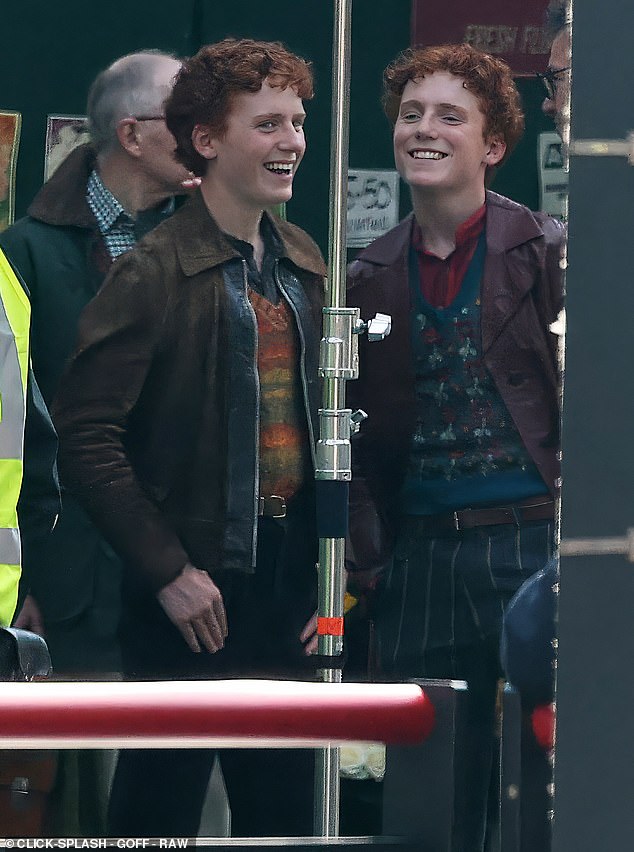 As well as being joined by his onscreen siblings for the scenes, (L-R) Tristan and Gabriel Harland pictured as Fred and George