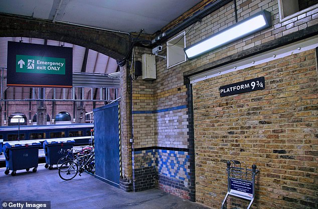 Platform 9 and 3/4 at King's Cross Railway station pictured