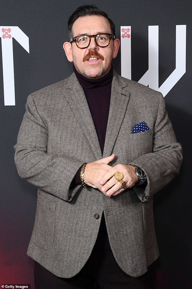Meanwhile actor Nick Frost, who portrays Hagrid, towered over lead star Dominic McLaughlin as filming for the TV series took over London