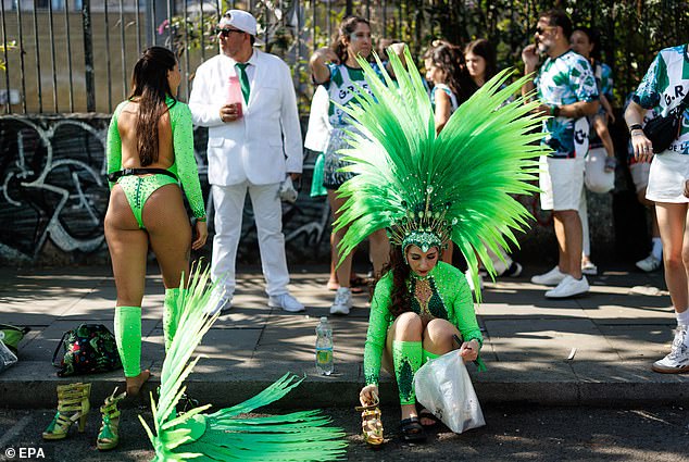 Participants get ready to perform during the Notting Hill Carnival adults parade