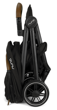 Nuna stroller folded.