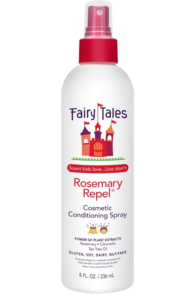 Fairy Tales Rosemary Repel lice-repelling conditioning spray bottle.