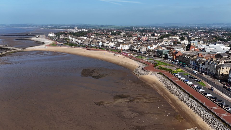 Aerial view of Morecambe, England.