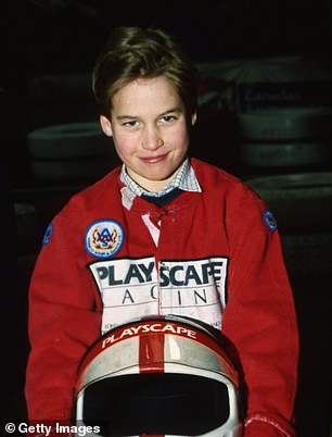 One royal enthusiast drew up a photograph of a Prince William when going go-karting at Buckmore Park 'Playscape' in 1992 - when he also would have been 10 - at a track in Kent (pictured right)
