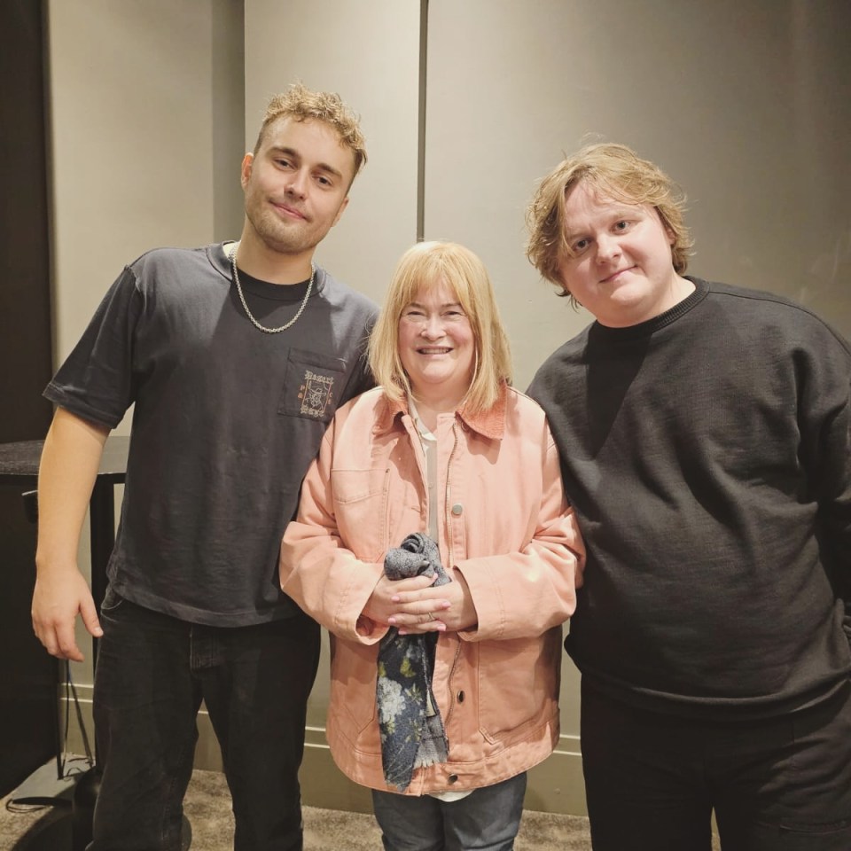 Susan Boyle with Sam Fender and Lewis Capaldi.