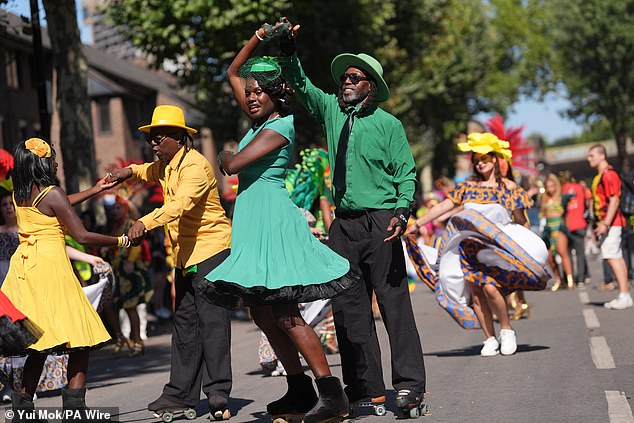 Dancers performing as a part of the carnival paying respect to the Windrush generation