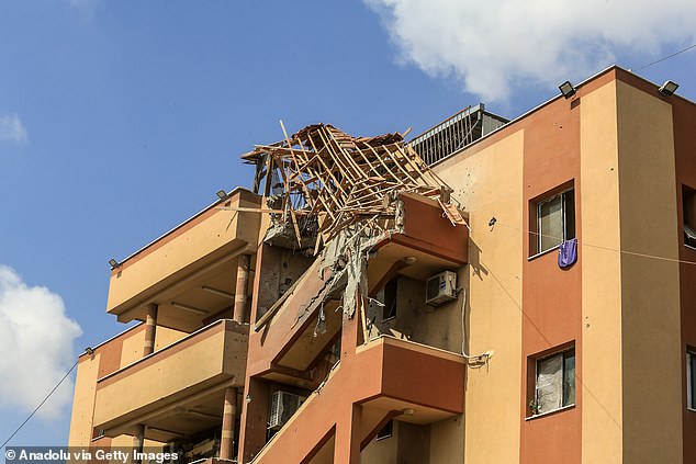 A view shows the fourth floor of Nasser Medical Complex damaged after an Israeli strike in Khan Yunis, Gaza, on August 25, 2025