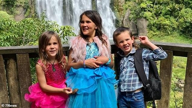 Some 17 days after Phillips and his three children (pictured) first went missing, they walked through the front door of his parents' farm