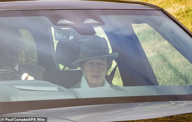 The Princess Royal on her way to attend church close to Balmoral