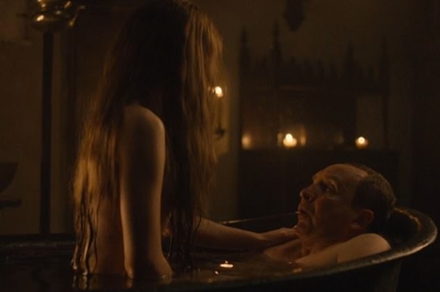 Episode five of King and Conqueror depicts the moment Edward's broody wife - Queen Gunhild - attempts to seduce him by climbing into his bath