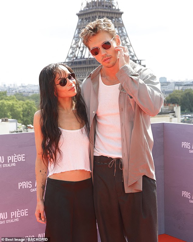 Later on Thursday Zoe will join her co-star Austin Butler on the red carpet for the latest premiere of Caught Stealing (pictured in Paris last week)