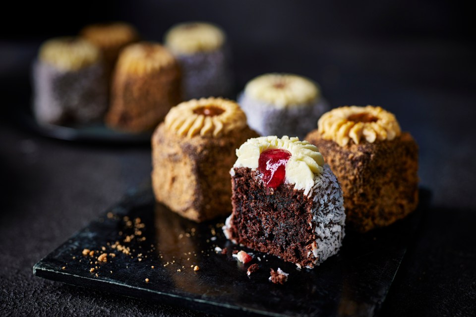 Chocolate and coconut Lamington cakes.