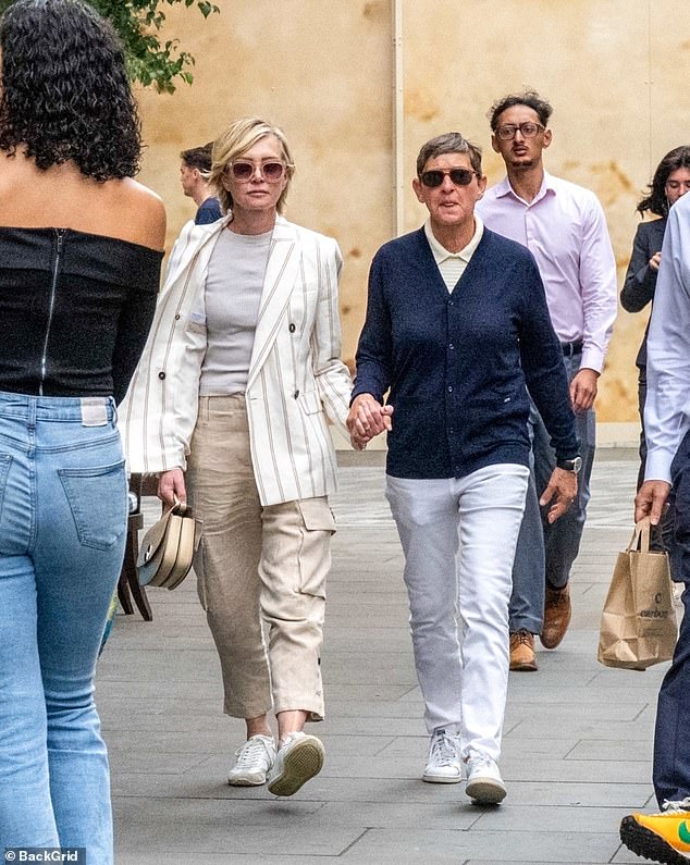 De Rossi is pictured with DeGeneres in London last month. De Rossi had a seat with a special golden plaque on the set of the Ellen show, a former cameraman told Daily Mail - with longterm staffers knowing it was best to keep well away from it