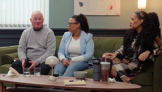 David, Marissa, and Stacey discuss in the deliberating room during the Channel 4 show