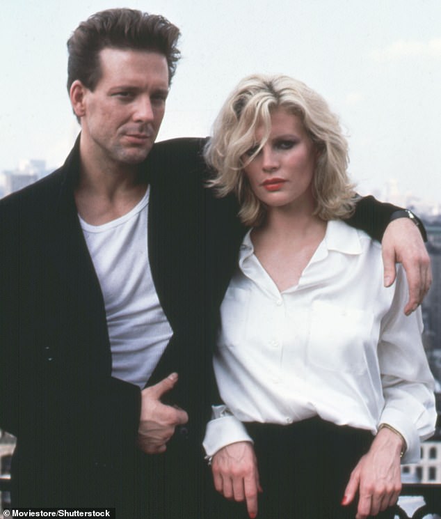 He earned a reputation for his brooding intensity and raw charisma and became a heartthrob on the 1986 erotic romance 9 1/2 Weeks alongside co-star Kim Basinger (right)