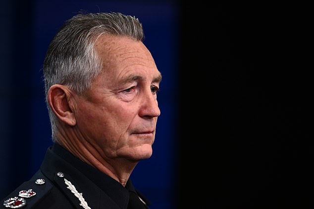 Victoria Police Chief Commissioner Mike Bush speaks to the media during a press conference at Police headquaters in Melbourne, Sunday, August 24, 2025. The Cheif Commission is was prioviding an update on the situation in Porepunkah where two police offers were killed and a third injured. (AAP Image/Joel Carrett) NO ARCHIVING