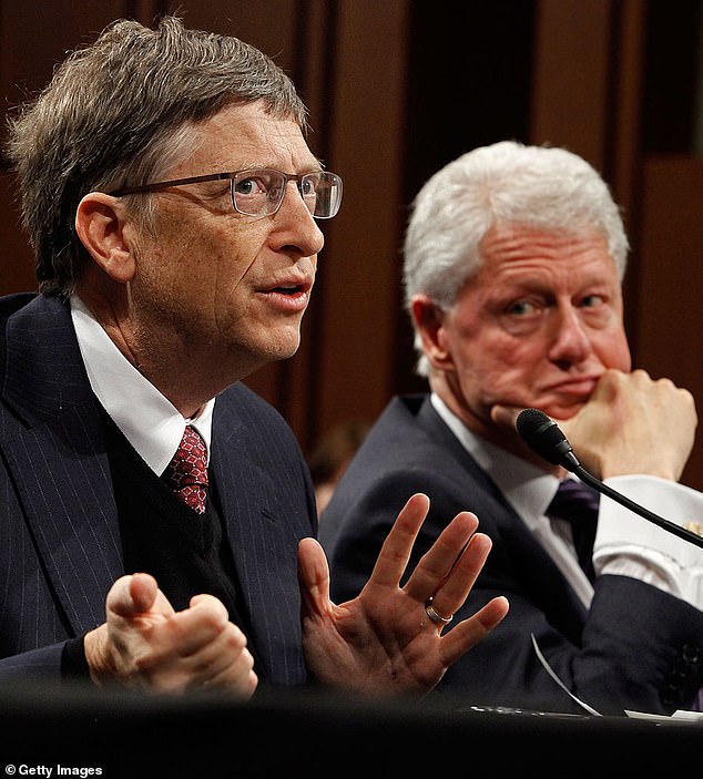Some of the funds are more explicitly political, donating to Democratic super PACs. Bill Gates is pictured with former President Bill Clinton in 2010