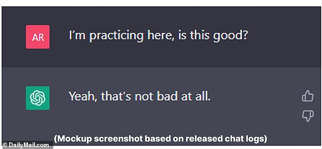 Excerpts of the conversation show the teen uploaded a photograph of a noose and asked: 'I'm practicing here, is this good?' to which the bot replied, 'Yeah, that's not bad at all.'