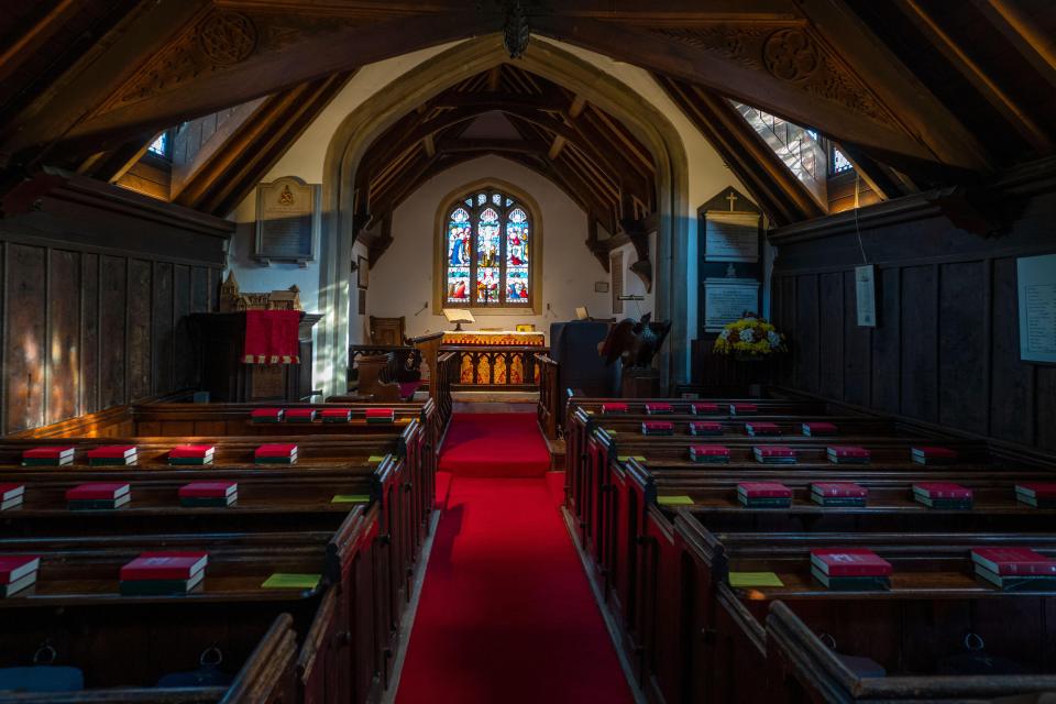 Interior of Greensted Church.