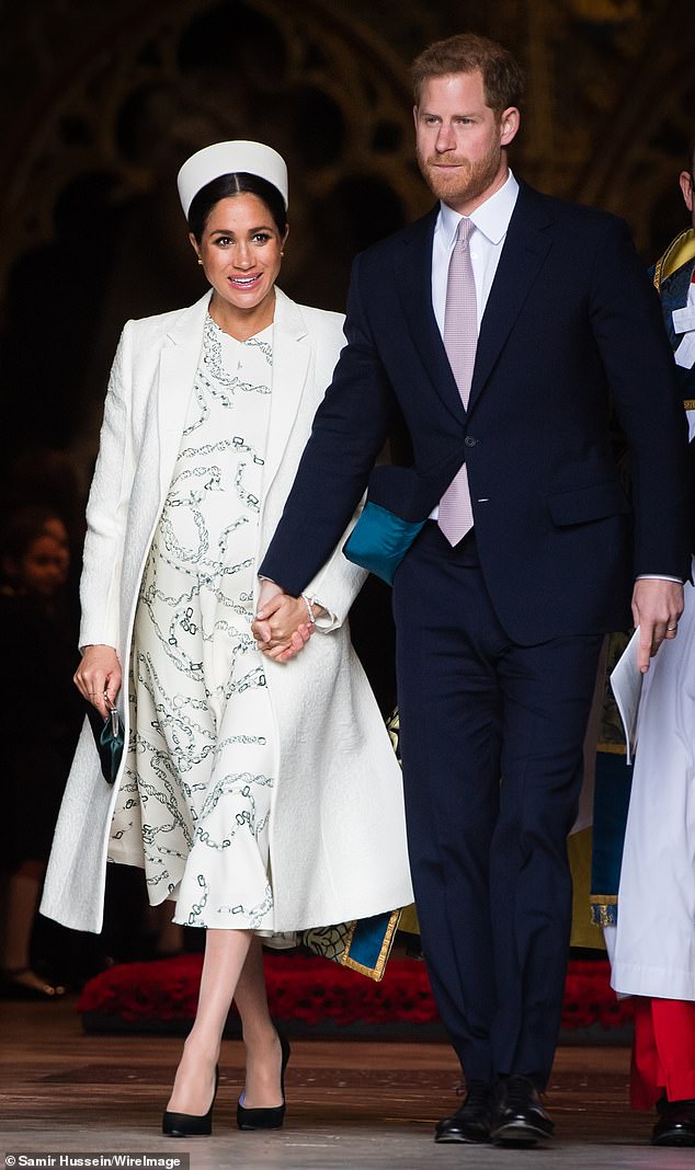 Meghan Markle and Prince Harry are seen attending a Commonwealth Day service at Westminster Abbey in March 2019