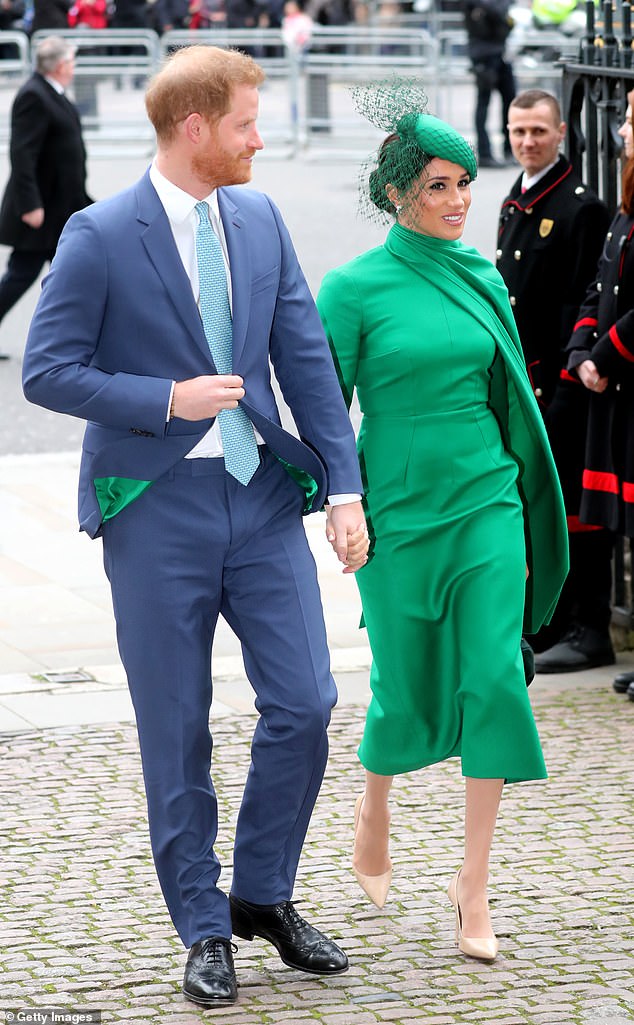 In one of their final outings as working royals, Meghan and Harry are seen attending the Commonwealth Day Service in March 2020, right before the Covid lockdown
