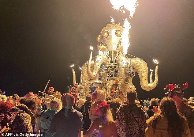 Burning Man organizers took extra precautions Sunday night and closed the gates to Black Rock City, preventing anyone from going in or out until the worst of the storm blew over (stock image)