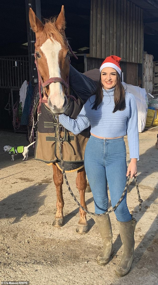 Rider Els Mason (pictured) said she feared any one of the horses could have been spooked by the car and thrown their rider onto the road
