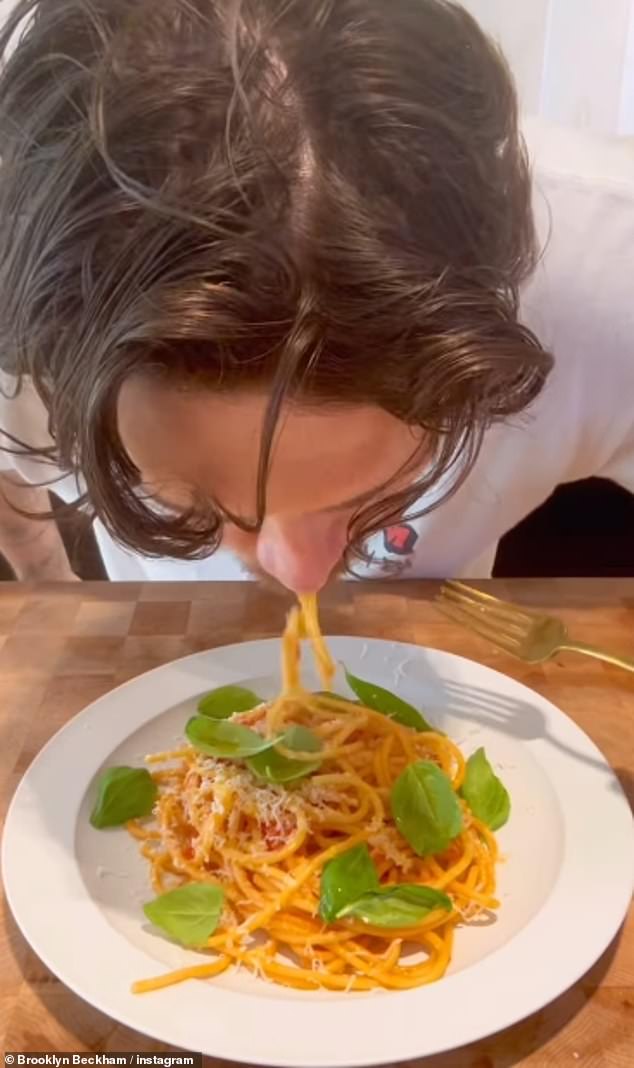 He enjoyed the fruits of his labour as he tucked in at the end of the meal