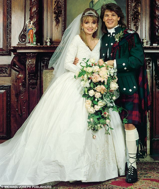 Charlie was only nine and his younger brother Gabriel seven when Caron sadly died leaving behind also her husband Russ Lindsay who she wed in 1991 (seen at their wedding)